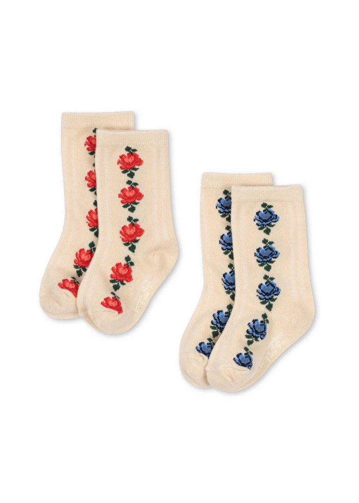 Socks 2 Pack Floral Rose Mix