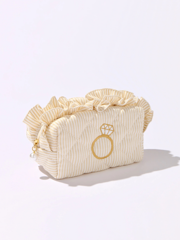 Ruffle Stripe "Ring Bling" Bridal Cosmetic Case