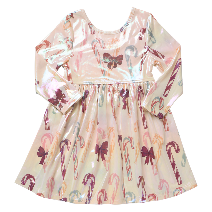 Pink Chicken Girls Lamé Steph Dress - Antique Candy Canes