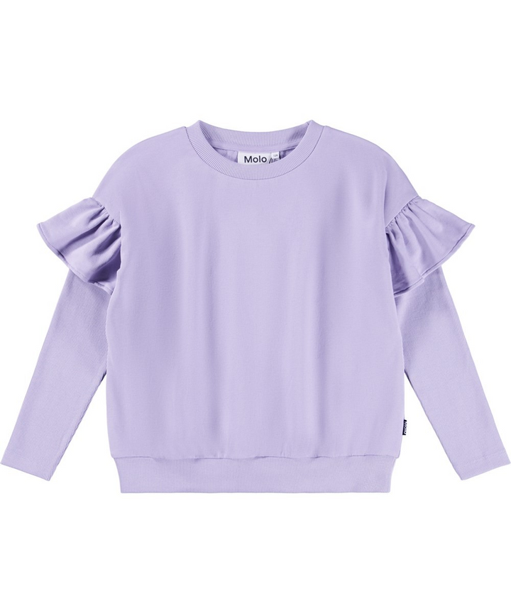 Margit Ruffle Sweatshirt in Faded Purple