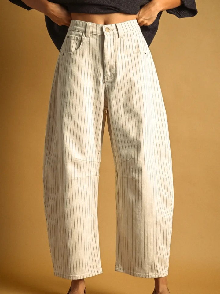 Pinstriped Pattern Barrel Pants