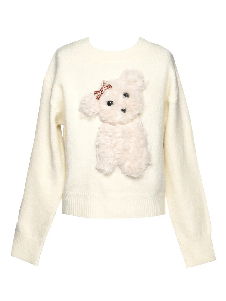 Cream Doggy Bow Sweater
