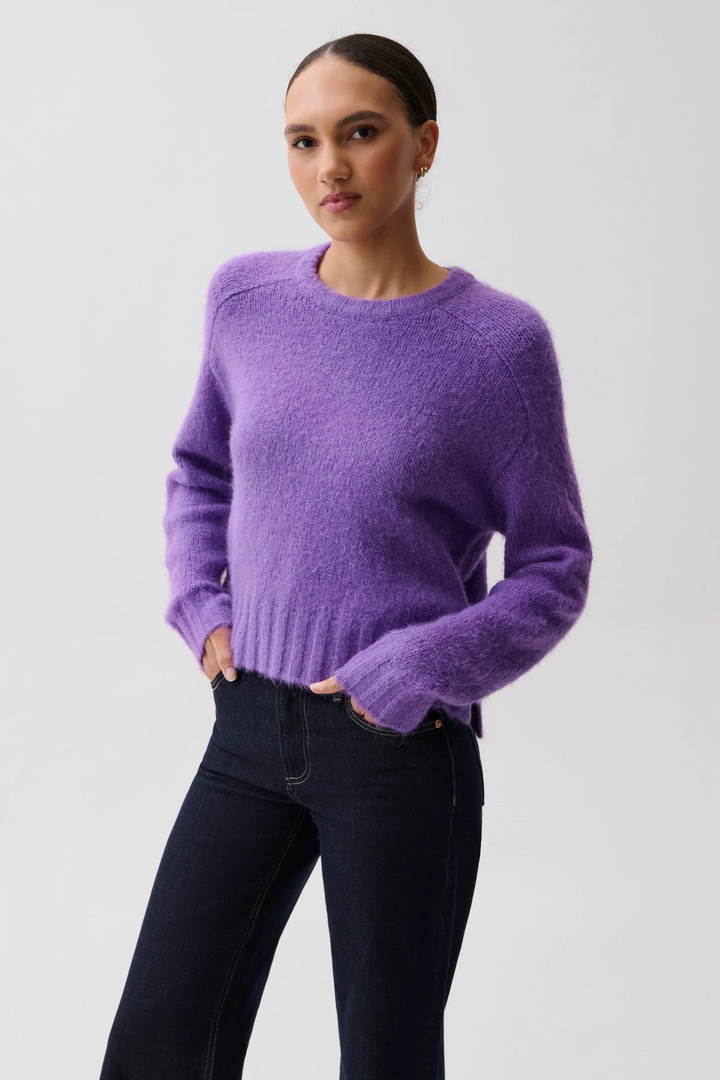 Adina Crew Neck Sweater in Violet