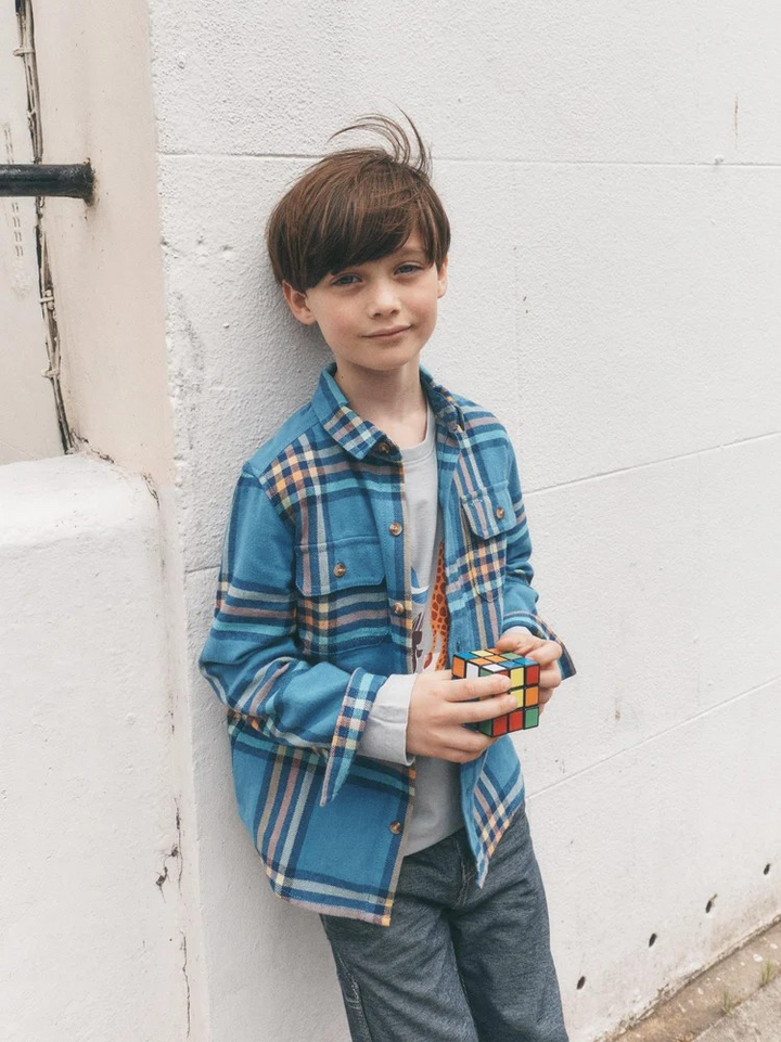 TEA Boy Bleu Plaid Flannel Shirt