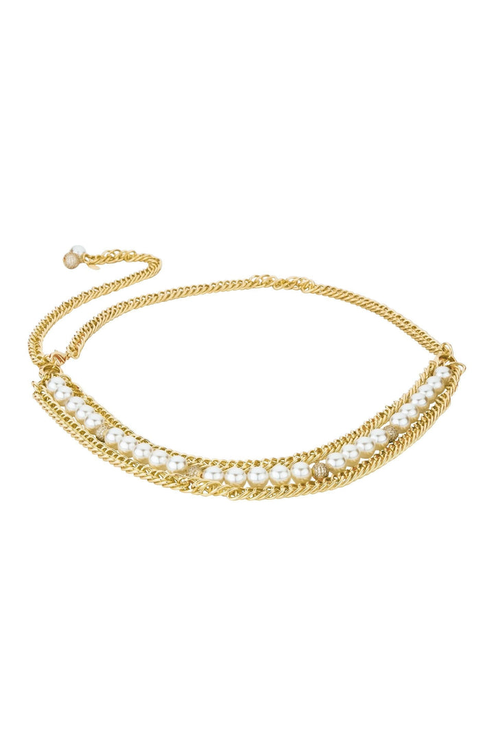 Chunky Chain, Pearl, and Crystal Statement Belt