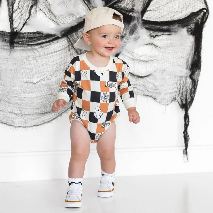 Boo Checked Halloween Baby Romper