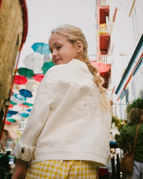DPD White Embroidered Denim Jacket