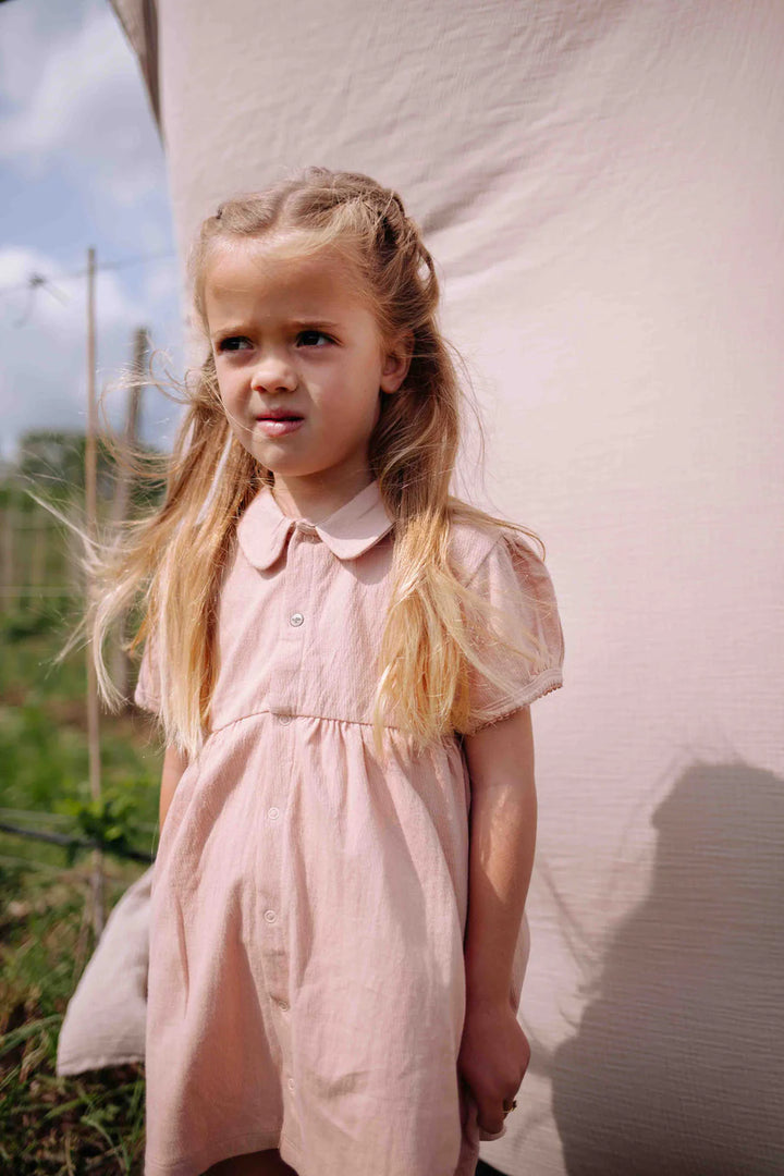 Audrey Puff Sleeve Dress in Lycra Pink