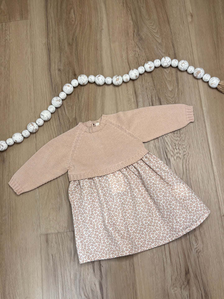LI& Aila Knit & Woven Dress in Leopard