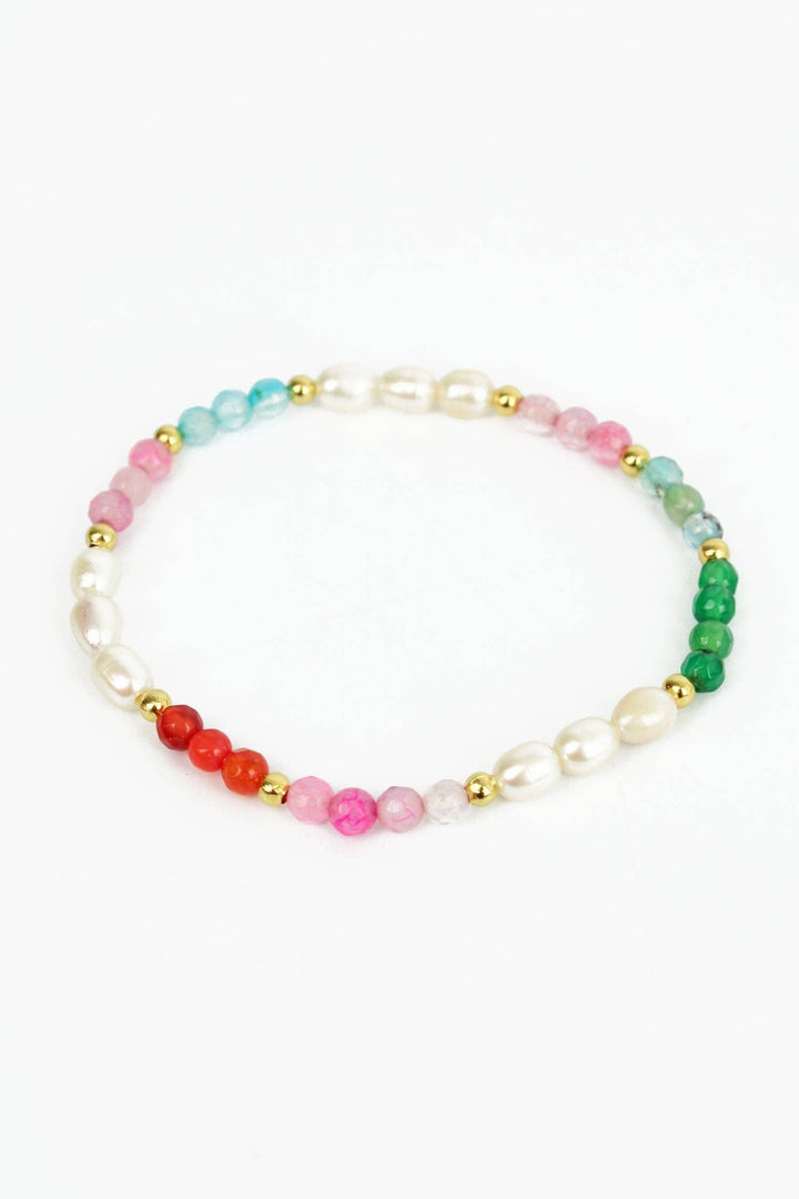 PEARL AND RAINBOW BEAD BRACELET