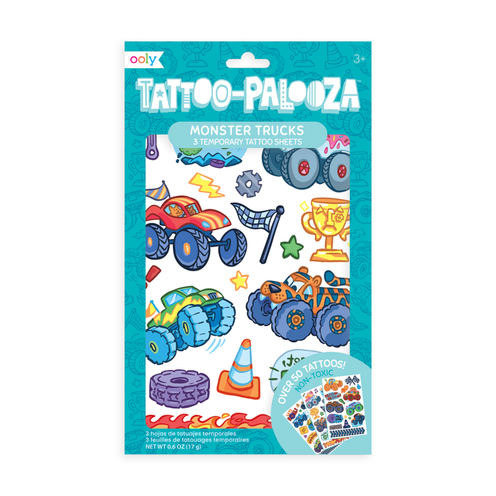 Tattoo Palooza: Temporary Tattoos - Monster Trucks (3 Sheet