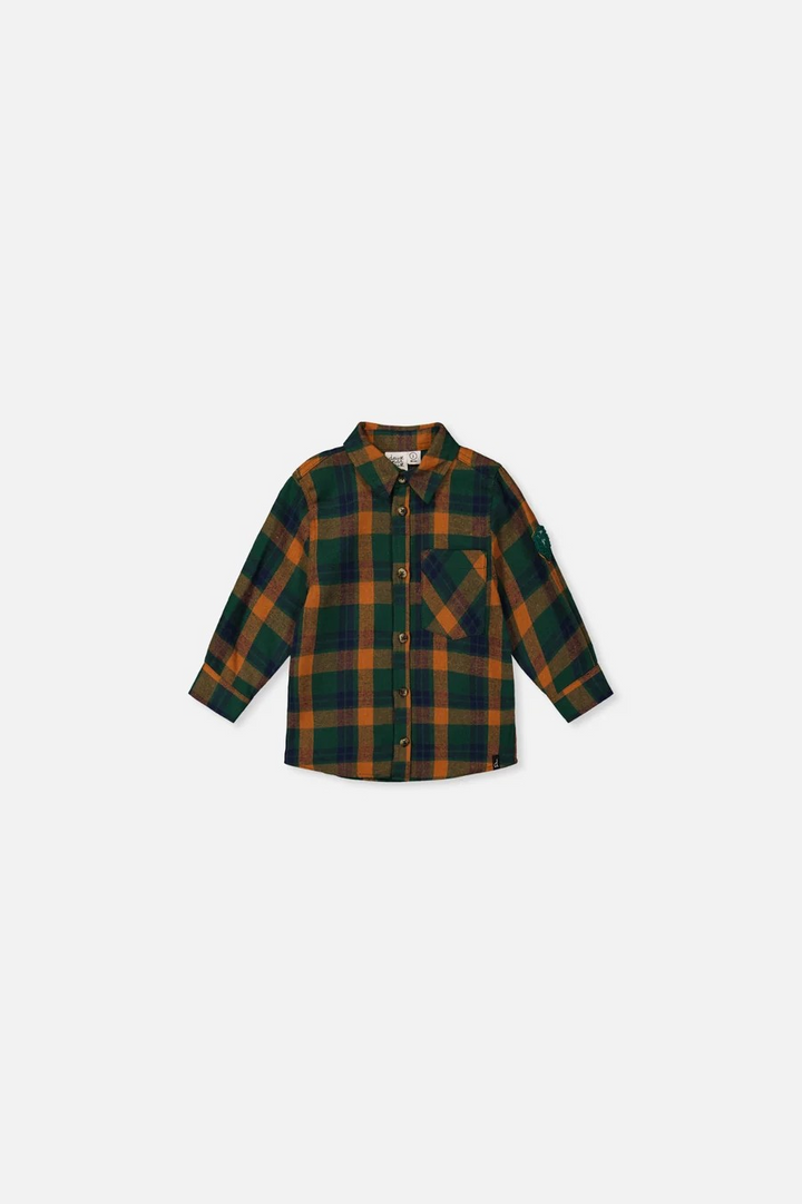 DPD Plaid Gold & Green Flannel Shirt