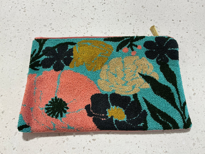 Cotton Pouch with Blue Blooms