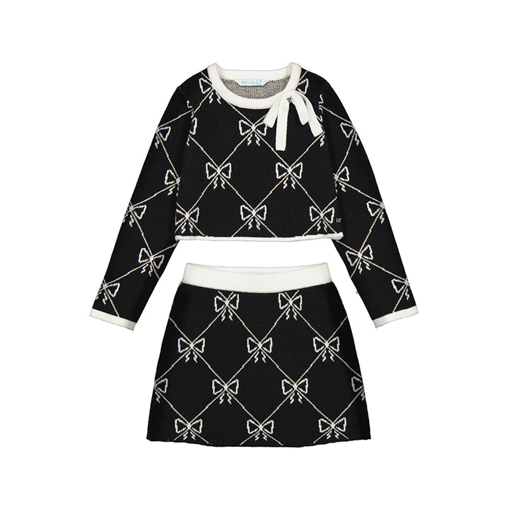 Holiday Bow Sweater Skirt Set