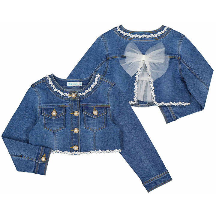 Denim Jacket with Lace detail and Bow Back