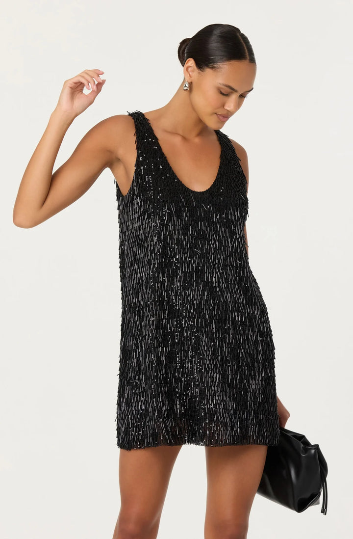 Emani Sequin Mini Dress in Black