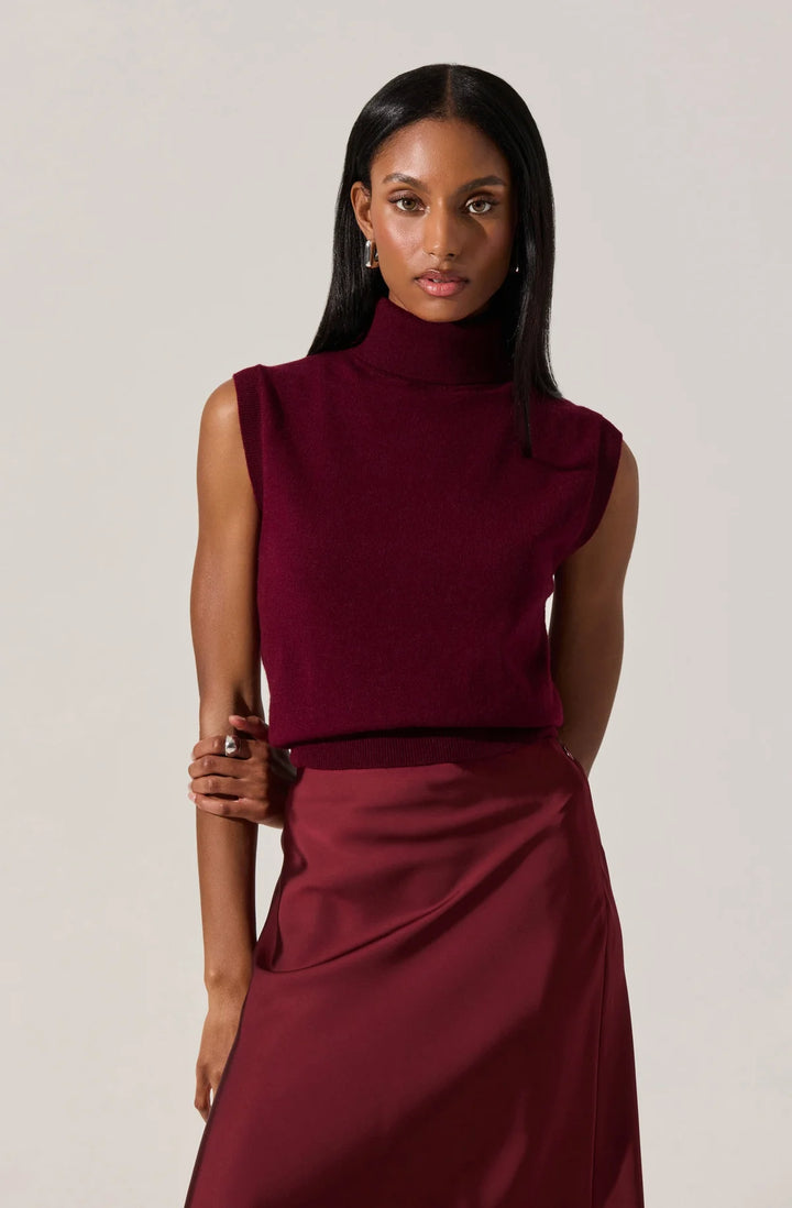 Windey Satin Midi Skirt in Wine — alternate view 2