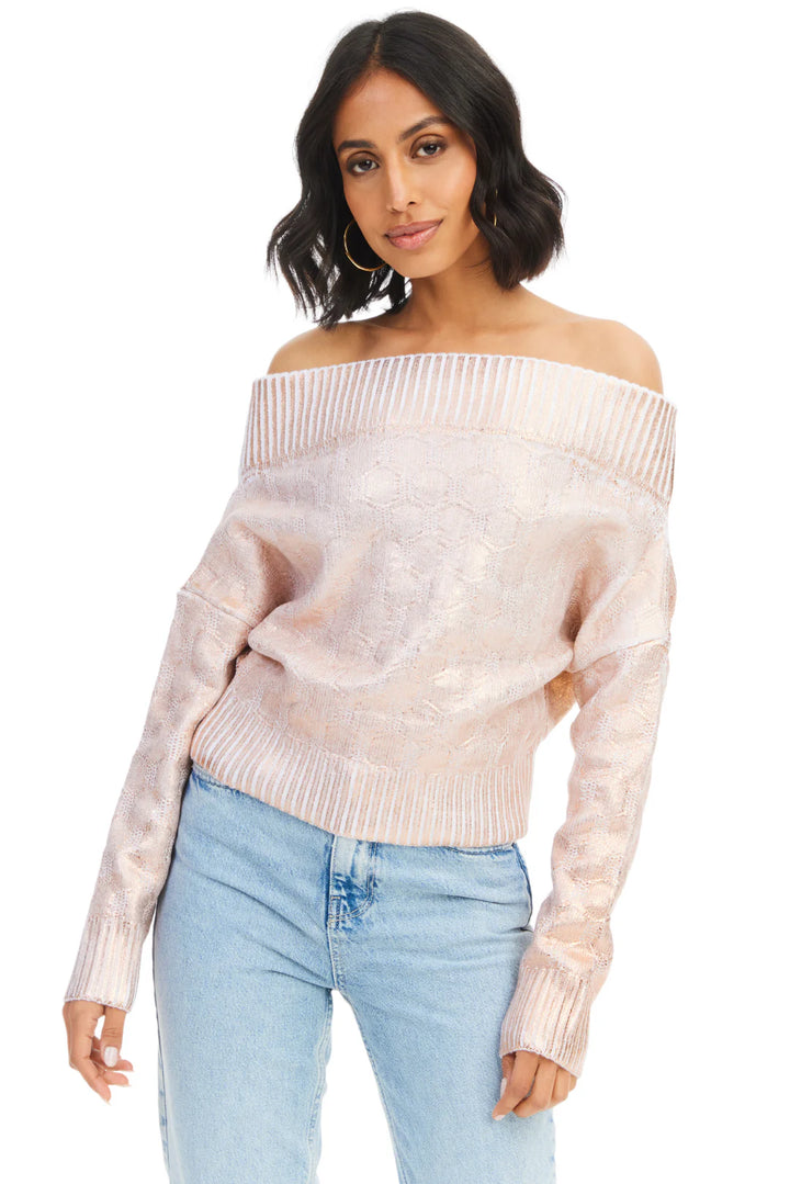 Foiled Alba Sweater Off Shoulder