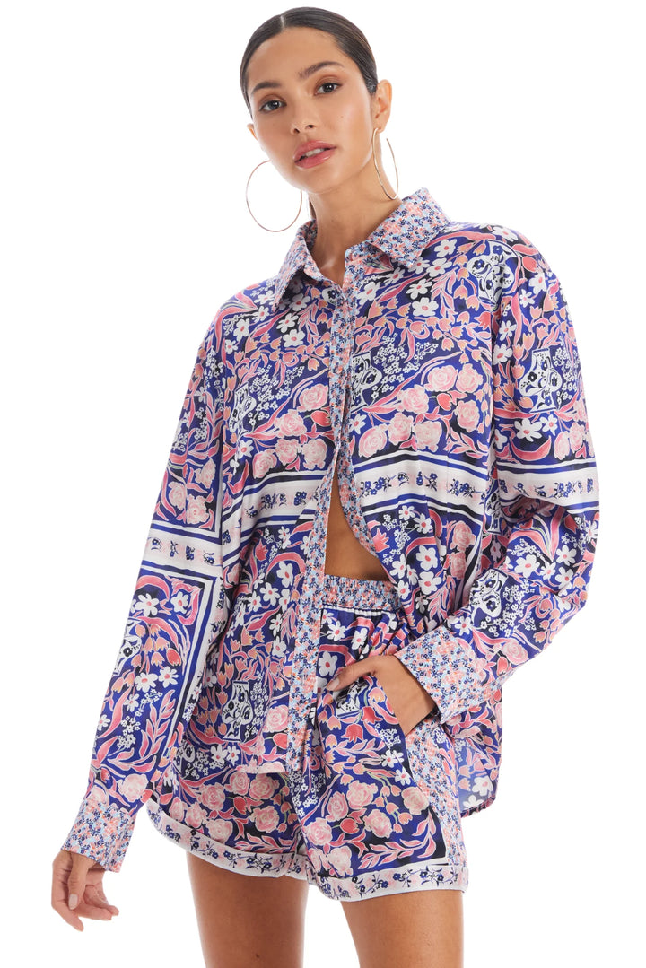 Violet Floral Print Shorts