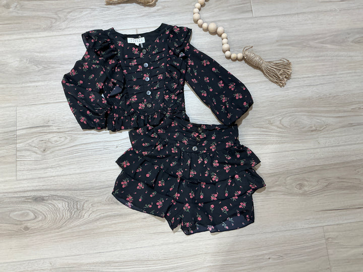 Ruffle Floral Print Skort and Top