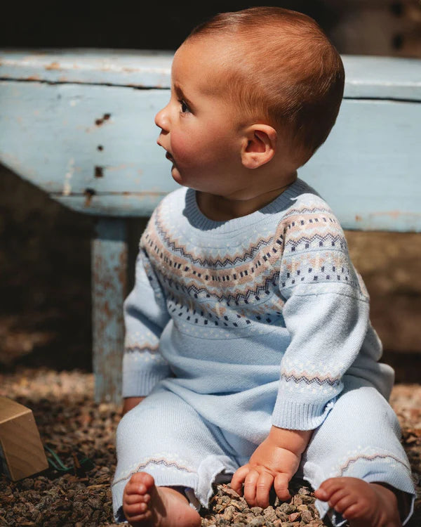 DPD Knitted Jacquard Light Blue Romper