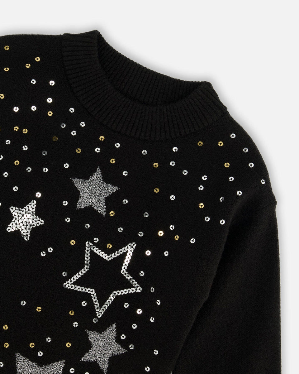 Deux par Deux - Knitted Dress With Sequins Black