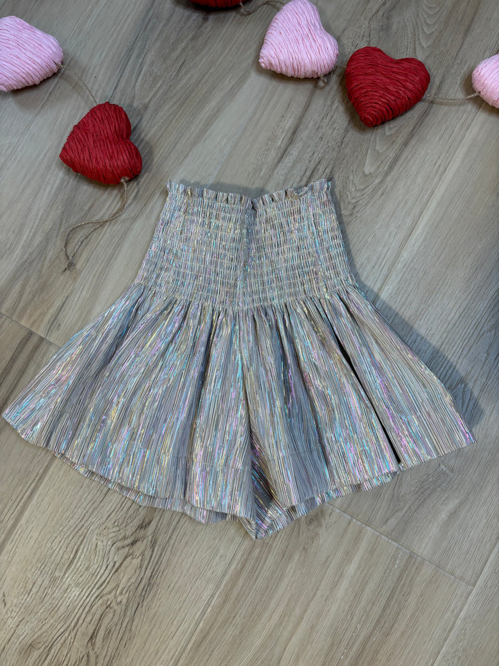 QOS Ivory Rainbow Shimmer Swing Skort