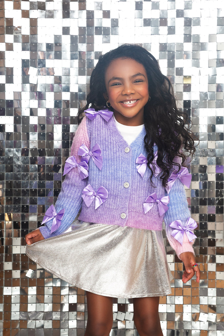 Bow Cardigan in Purple