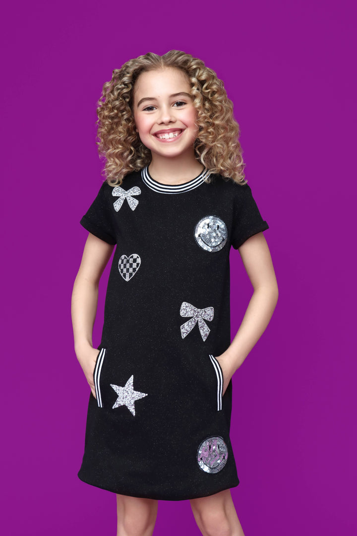 Icon Patch Dress in Black