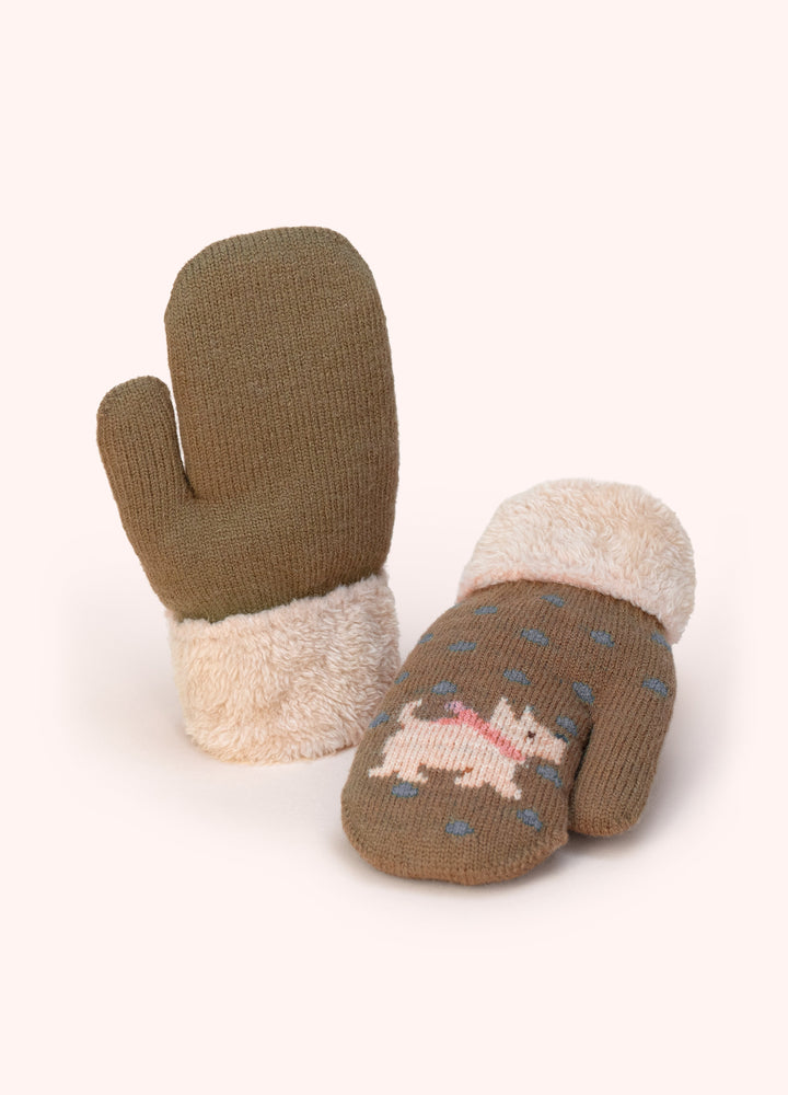 Powder Kids Westie Mittens, Moss - product view 1