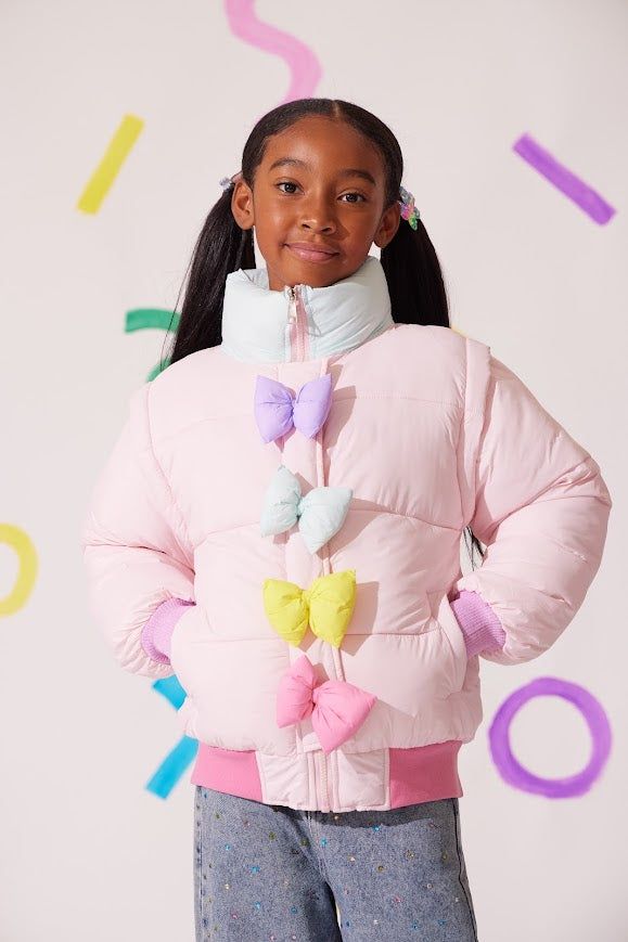 Rainbow Bow Puffer Coat