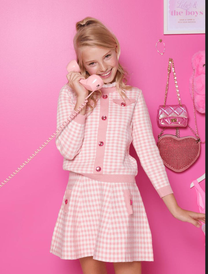 Gingham Gem Sweater Skirt Set