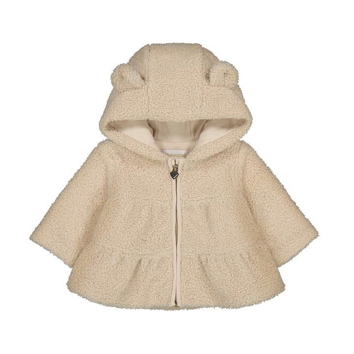 Cream Peplum Teddy Coat
