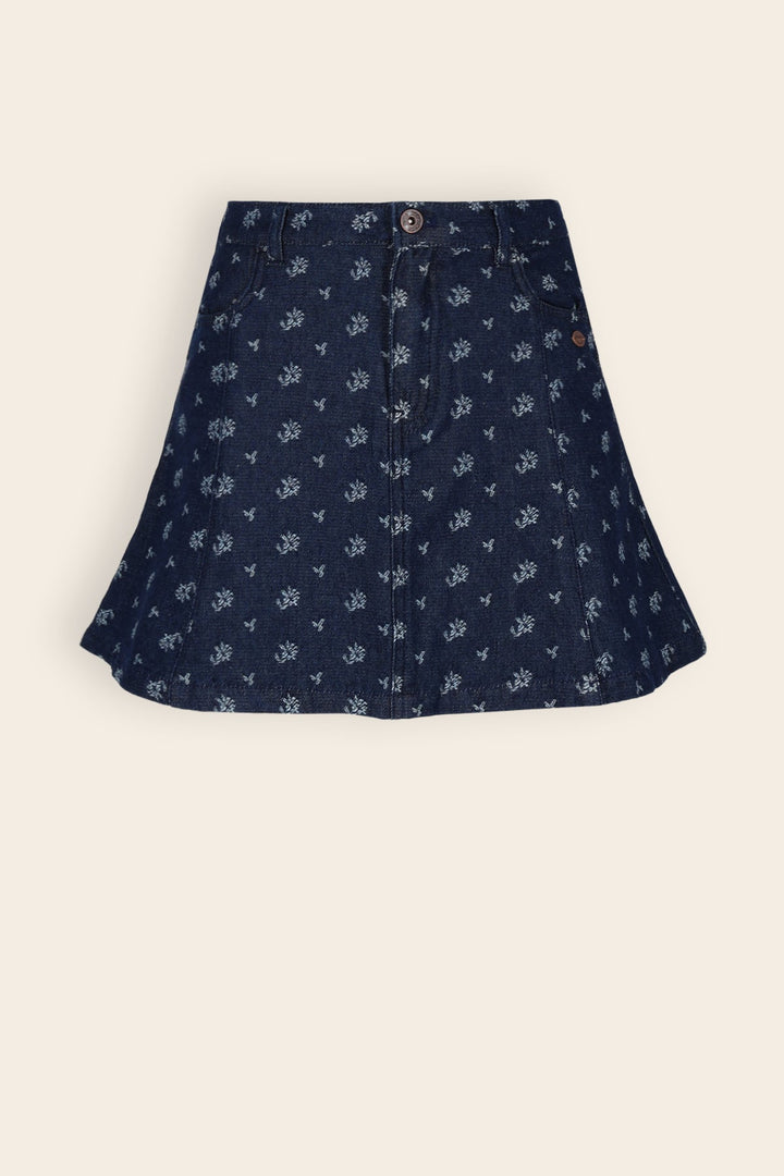 NONO Nadja Flared Denim Jacquard Skirt - Navy Blazer - product view 1