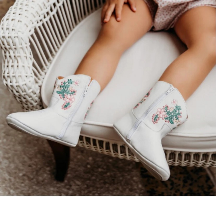 Juliet Baby White Leather Cowgirl Boot
