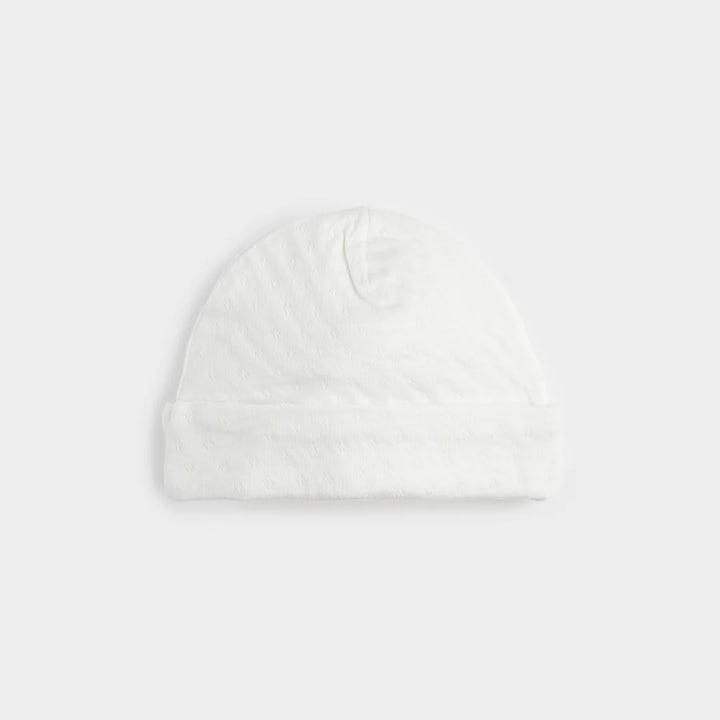 Pointelle Knitted Hat in Off White
