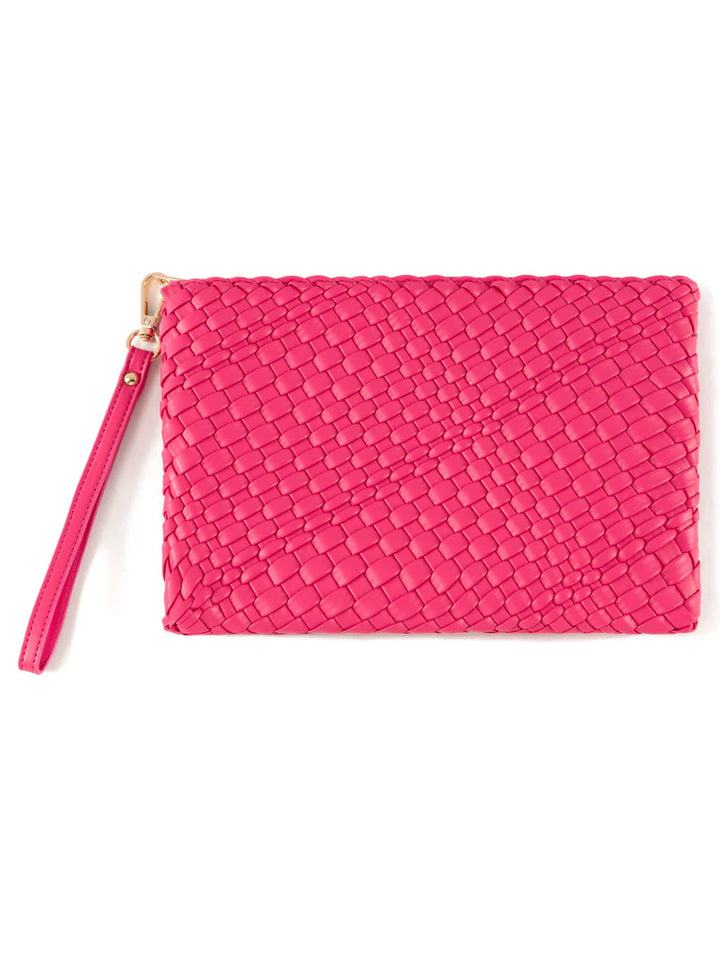 Blythe Woven Zip Wristlet in Magenta