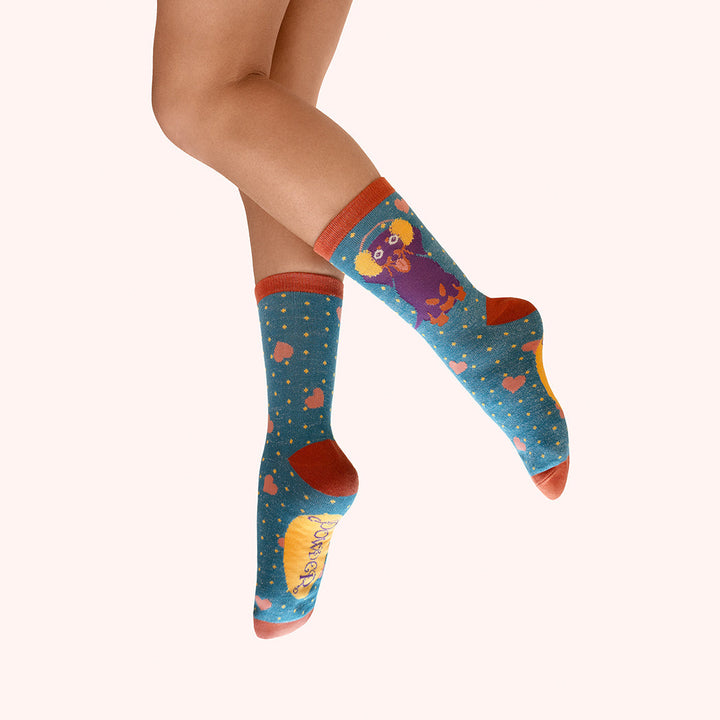 Powder Sausage Dog Glitter Ankle Socks - product view 1