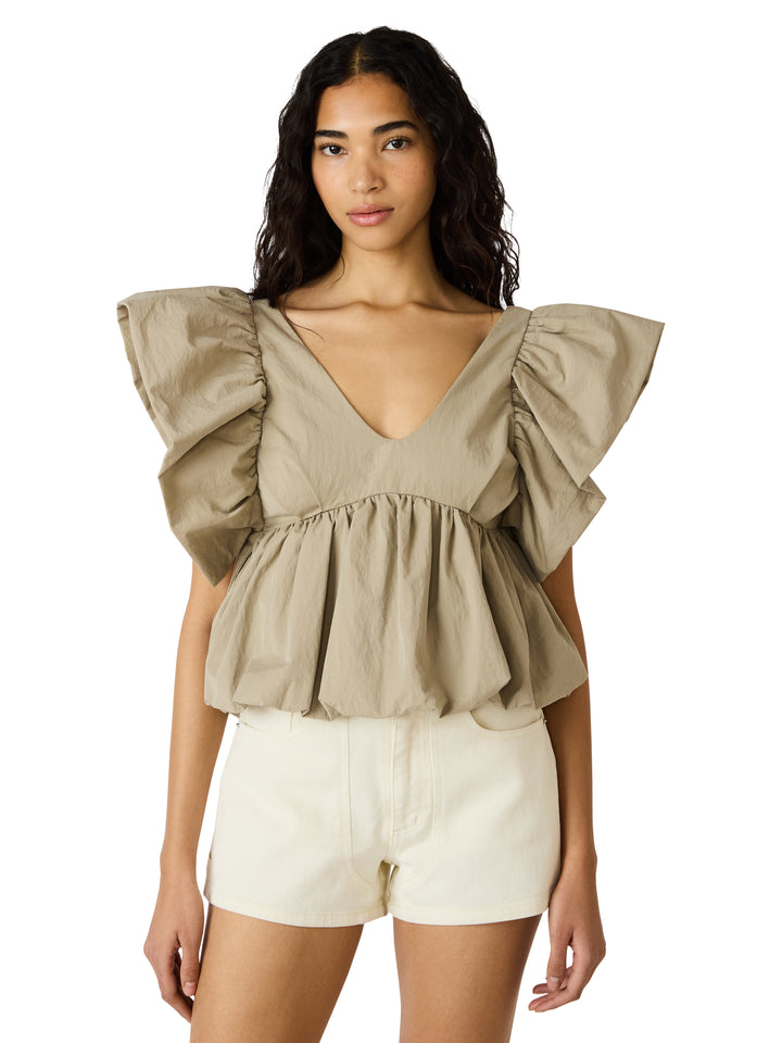 SASKYA STATEMENT TOP IN KHAKI