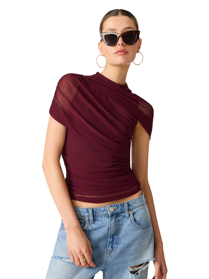 Kerry Mesh Top in Dark Fig