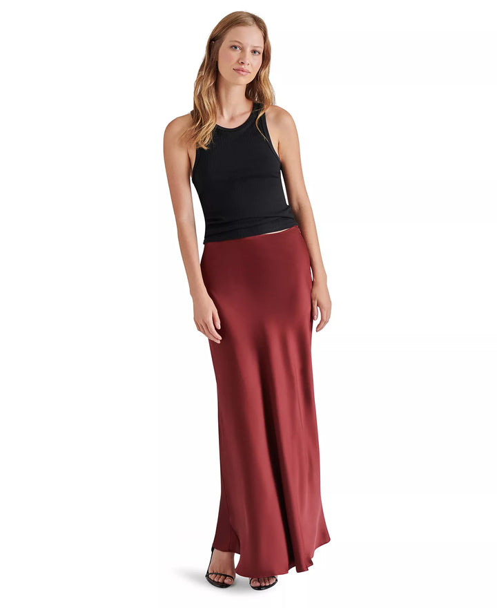 Jeannie Satin Maxi Skirt in Wine