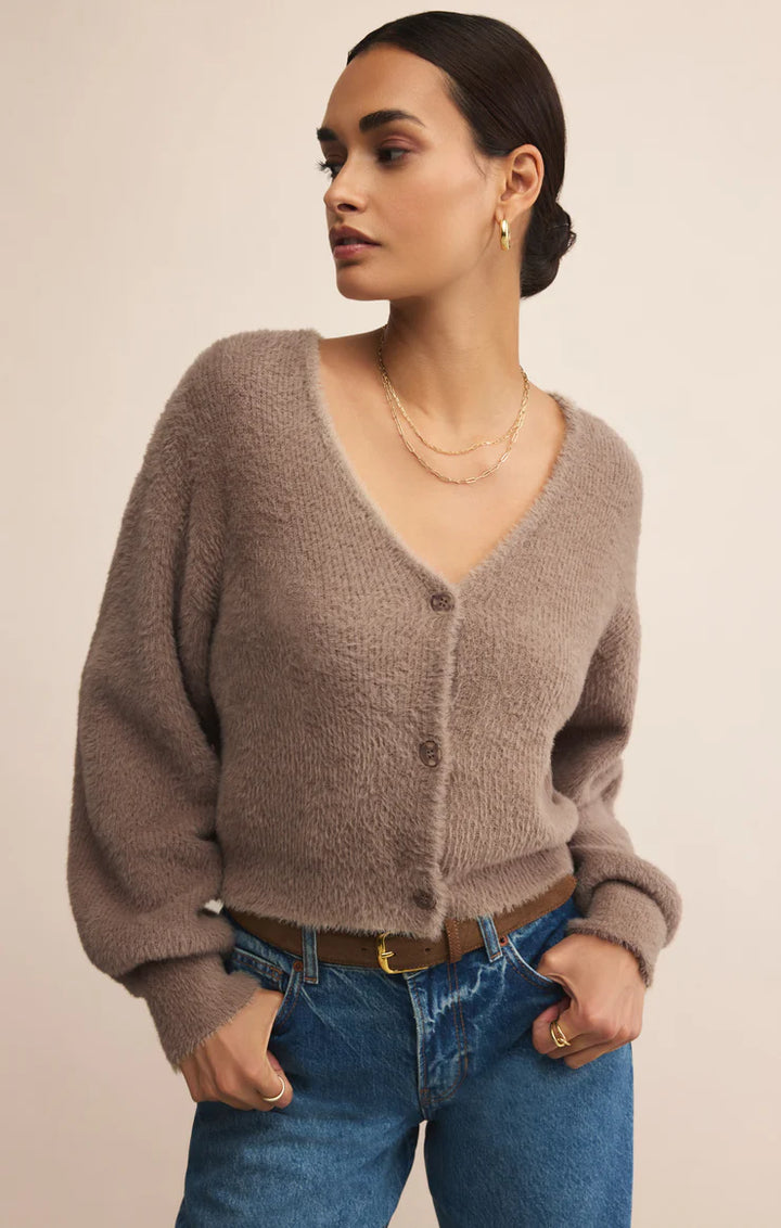 Sadira Fluffy Cardigan in Moonlight