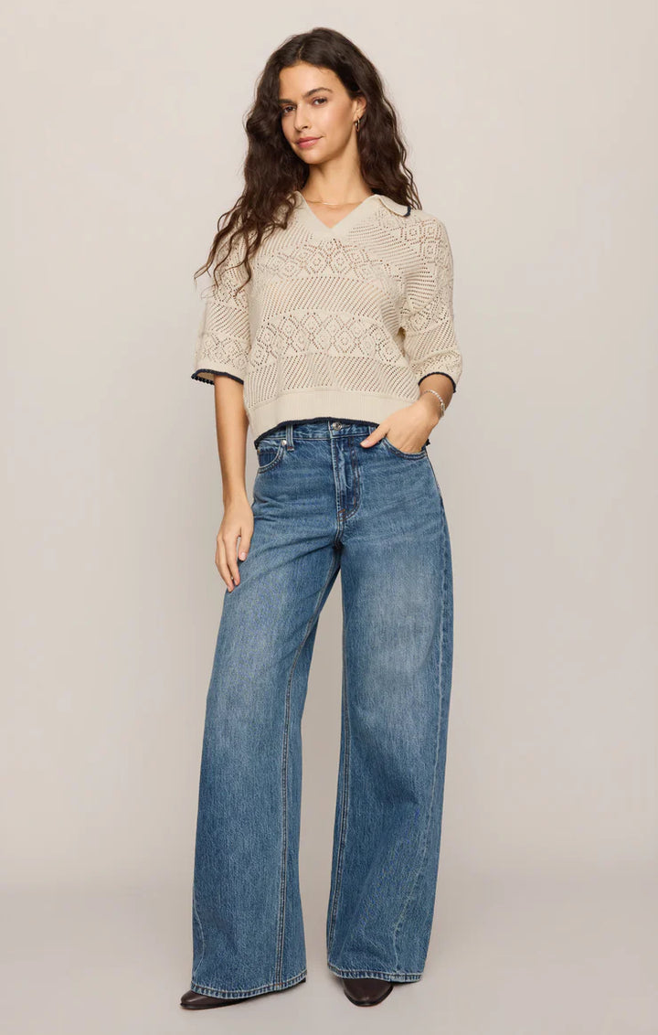 Z Supply Denman crochet polo sweater front view