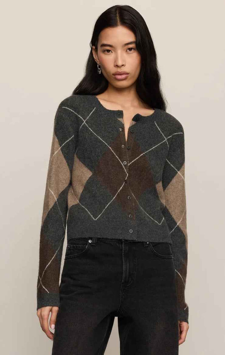 ZSU Medina Argyle Cardigan in Charcoal Heather