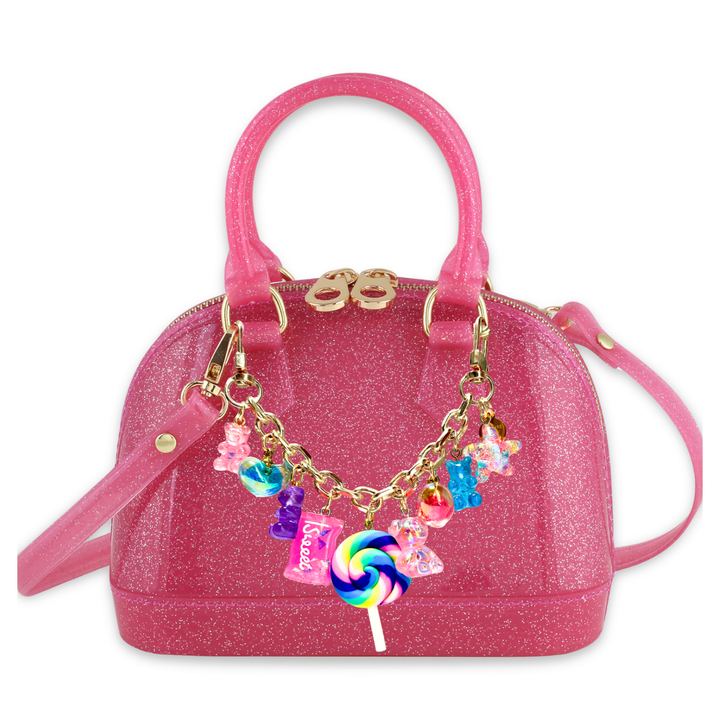 CAR Cate Chain Purse Candy Crush - sparkly jelly bag with colorful candy charm chain for girls by Carrying Kind