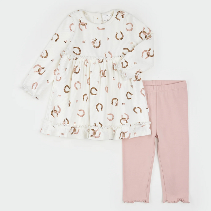 Horseshoe Print Dress & Legging Set