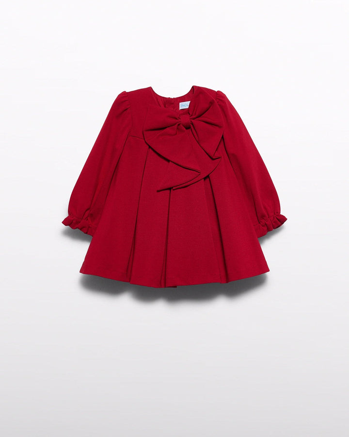 Abel & Lula red baby knit bow dress, front