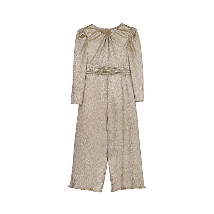 Tween Gold Metallic Crinkle Jumpsuit