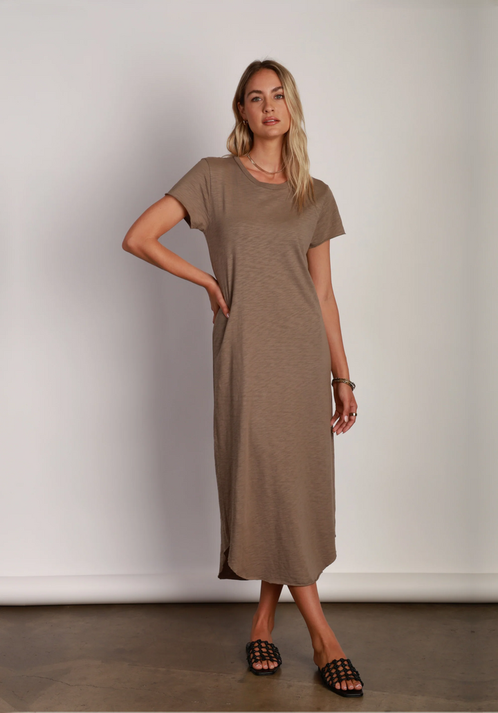 Maxi Tee Shirt Dress in Light Olive
