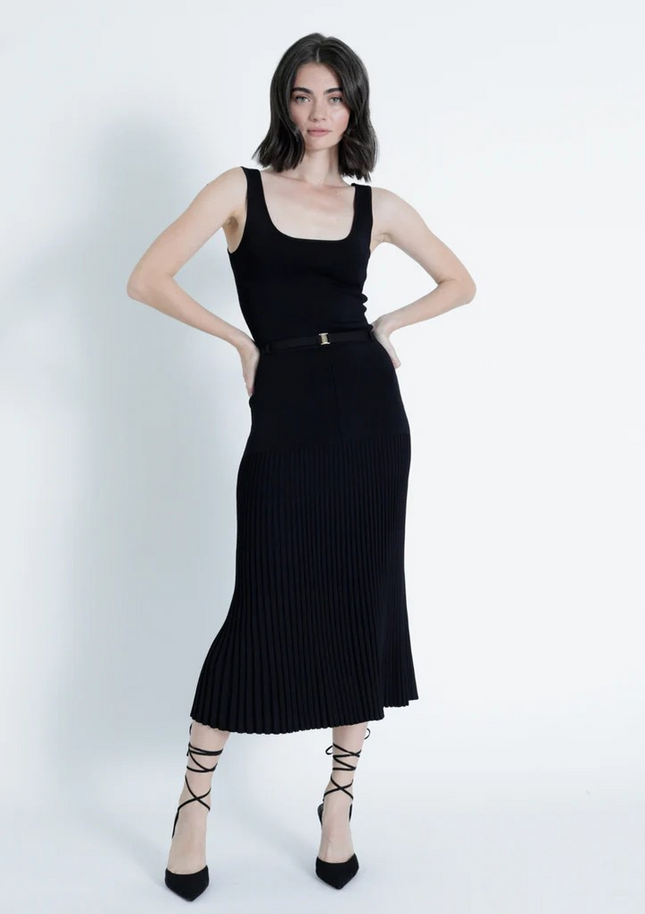 Aster Black Knit Tank and Skirt Set